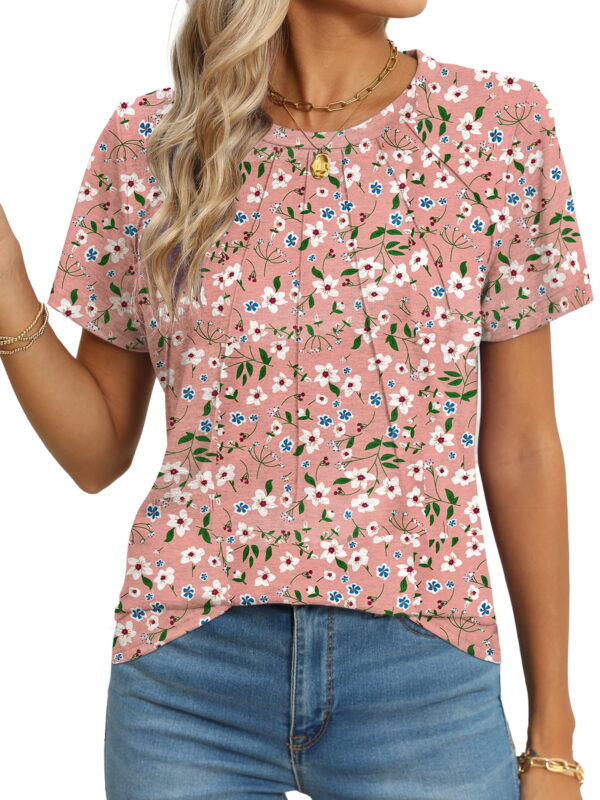 Rosvigor Blouses for Women Short Sleeve Shirts Casual Dressy Summer Tops with Pleats Rosvigor Blouses for Women Short Sleeve Shirts Casual Dressy Summer Tops with Pleats