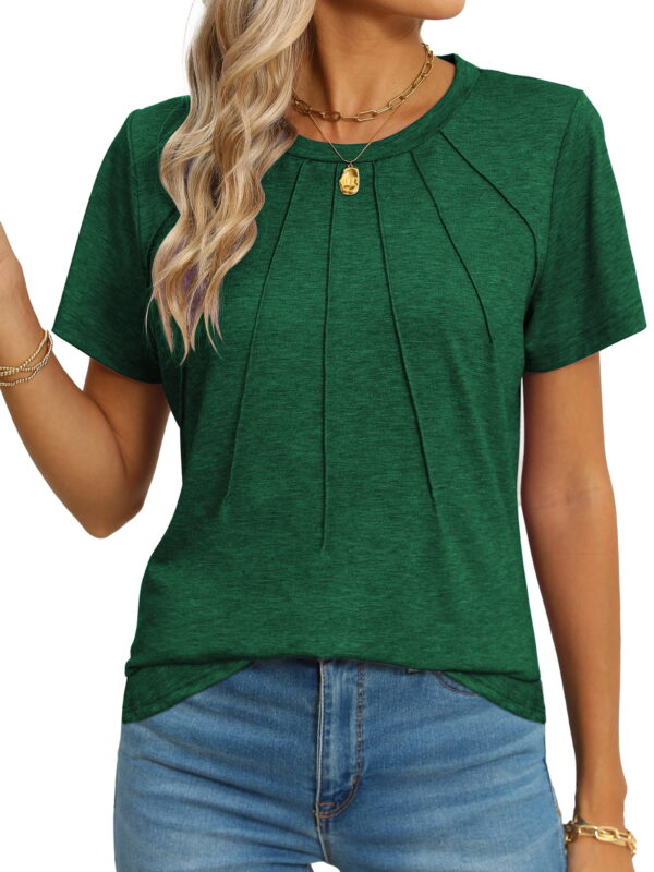 Rosvigor Blouses for Women Short Sleeve Shirts Casual Dressy Summer Tops with Pleats Rosvigor Blouses for Women Short Sleeve Shirts Casual Dressy Summer Tops with Pleats