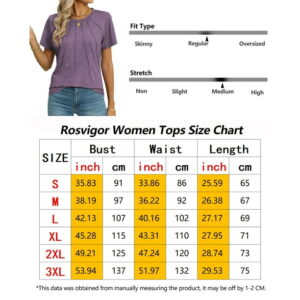 Rosvigor Blouses for Women Short Sleeve Shirts Casual Dressy Summer Tops with Pleats