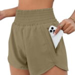 Rosvigor Womens Athletic Shorts High Waisted Running Shorts Gym Workout Shorts with Pockets