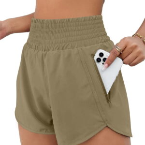 Rosvigor Womens Athletic Shorts High Waisted Running Shorts Gym Workout Shorts with Pockets