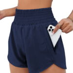 Rosvigor Womens Athletic Shorts High Waisted Running Shorts Gym Workout Shorts with Pockets