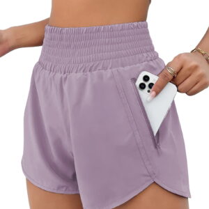 Rosvigor Womens Athletic Shorts High Waisted Running Shorts Gym Workout Shorts with Pockets