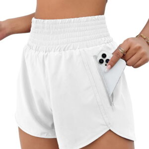 Rosvigor Womens Athletic Shorts High Waisted Running Shorts Gym Workout Shorts with Pockets