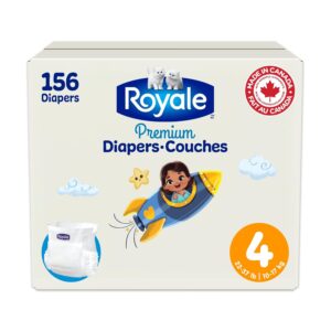 Royale Premium Diapers, Size 4 (22-37 lb), 156 Count, Disposable Baby Diapers (Packaging may vary)
