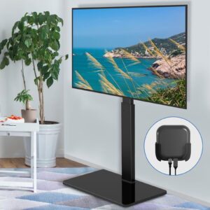 RTVR Modern Swivel Floor TV Stand Base for TVs up to 70 inch with Apple TV Roku Ultra Mount