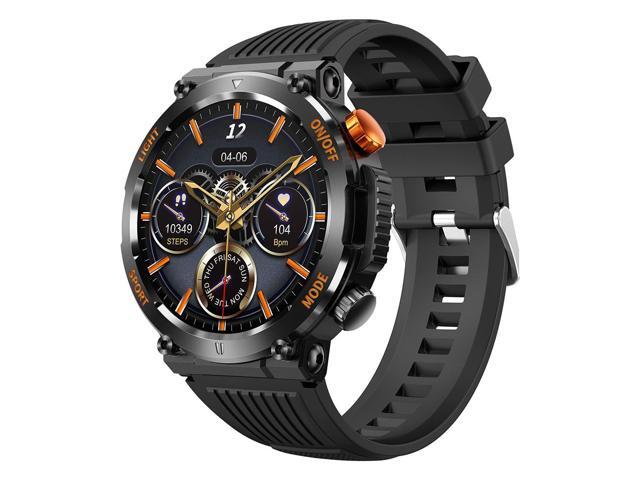 Rugged Tactical Military Smart Watches for Men with Compass LED Lighting (Make/Answer Call), 1.46'' HD Outdoor Sport Fitness Tracker Watch with Heart