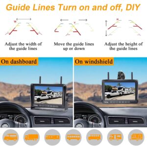 RV Backup Camera Wireless Plug and Play: Pre-Wired for Furrion System Recording Wide View Rear View Camera Clear Night Vision HD 1080P 7'' Touch Key Monitor for Trailer Camper...