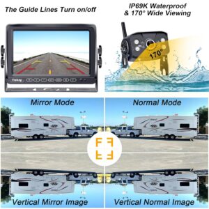 RV Backup Camera Wireless Plug and Play: Pre-Wired for Furrion System Recording Wide View Rear View Camera Clear Night Vision HD 1080P 7'' Touch Key Monitor for Trailer Camper...