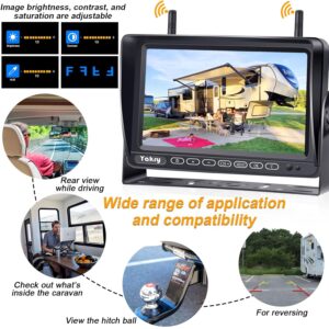 RV Backup Camera Wireless Plug and Play: Pre-Wired for Furrion System Recording Wide View Rear View Camera Clear Night Vision HD 1080P 7'' Touch Key Monitor for Trailer Camper...