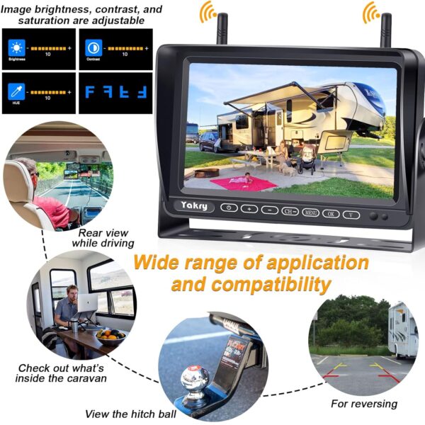 RV Backup Camera Wireless Plug and Play: Pre-Wired for Furrion System Recording Wide View Rear View Camera Clear Night Vision HD 1080P 7'' Touch Key Monitor for Trailer Camper...