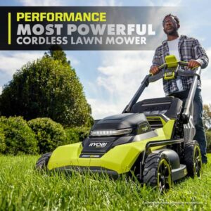 RYOBI 40V HP Brushless 21 in. Cordless Battery Walk Behind Multi-Blade Self-Propelled Mower w/ (2) 6.0Ah Batteries and Charger RY40HPLM02K2