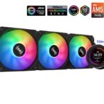 SAMA SM360 Black 360mm Liquid Water AIO CPU Cooler For Gaming PC Computer with Screen LCD Display, 3 ARGB PWM Silent Fans