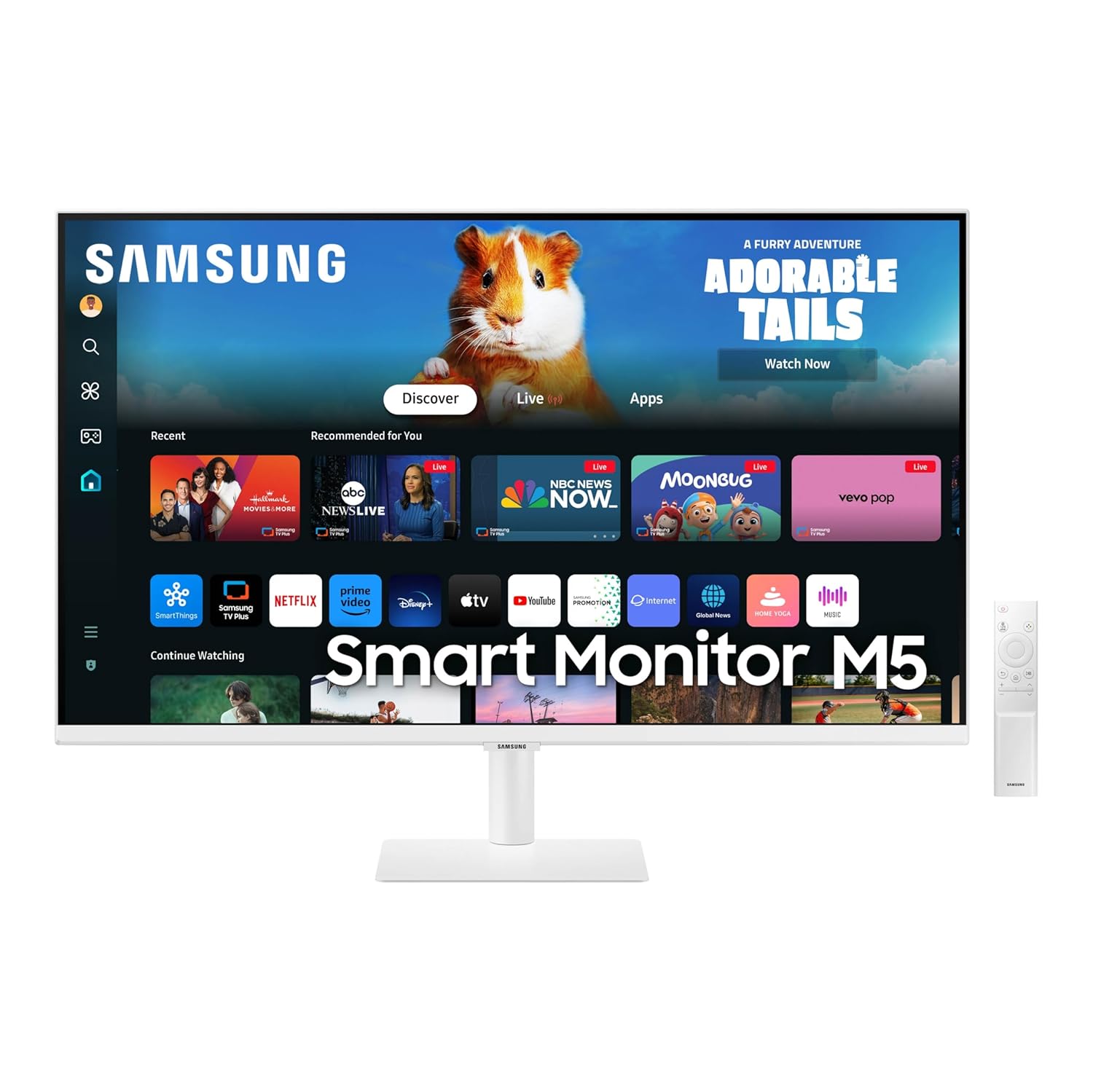 Samsung 32 inch M5 White FHD Smart Monitor with Smart TV Apps, Gaming Hub, Multiple Ports (LS32DM501ENXZA) [Canada Version] (2024)