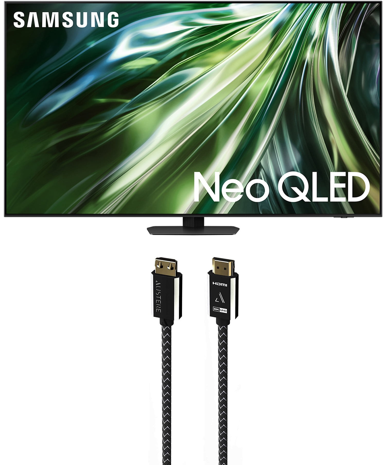 Samsung QN65QN90DAFXZA 65 Inch Neo QLED TV with 4K AI Upscaling and an Austere 7S-8KHD2-2.5M VII Series 2.5m Premium Braided 8K HDMI Cable (2024)