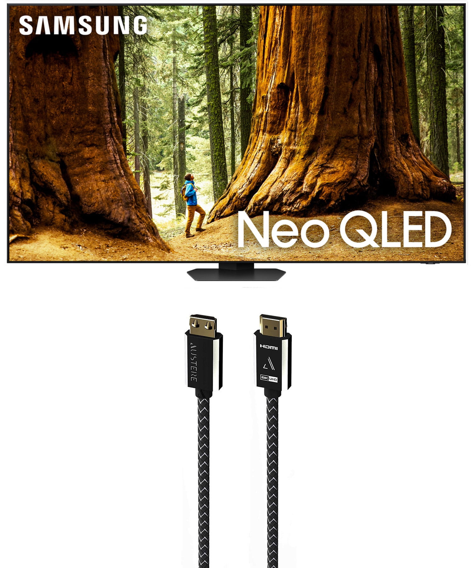 Samsung QN98QN90DAFXZA 98 Inch Neo QLED TV with 4K AI Upscaling and an Austere 7S-8KHD2-2.5M VII Series 2.5m Premium Braided 8K HDMI Cable (2024)