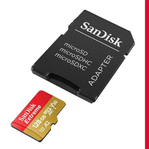SanDisk 256GB Extreme microSDXC UHS-I Memory Card with Adapter - Up to 190MB/s, C10, U3, V30, 4K, 5K, A2, Micro SD Card - SDSQXAV-256G-GN6MA