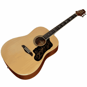Sawtooth Dreadnought Folk Acoustic Guitar with D'Addario Strings, Chromecast Stand, Picks, Capo, Strap, Case, Music Lessons and Spanish Pickguard