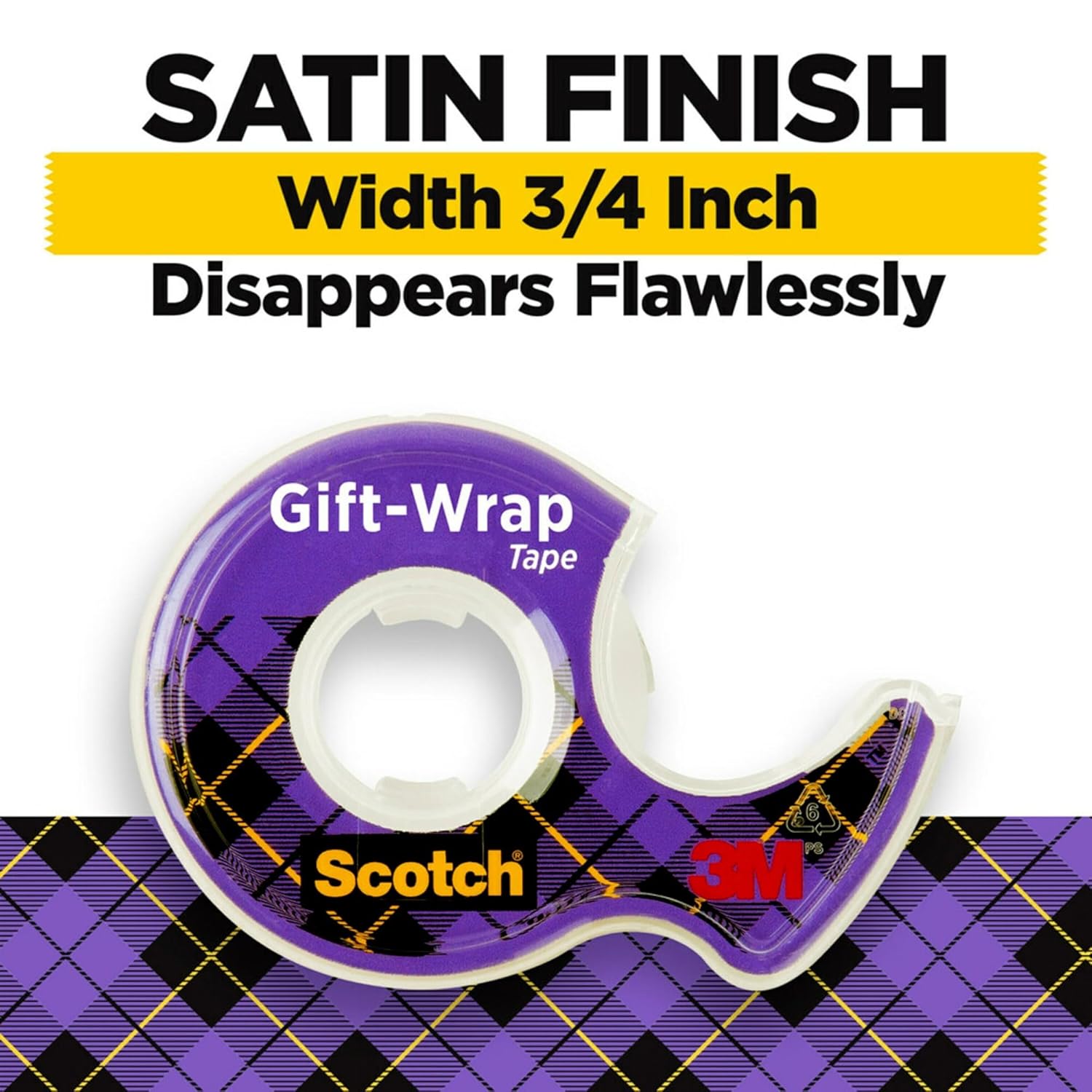 Scotch Tape Gift Wrap Tape, 19mm Wide x 10.1m, 3 Rolls in Dispensers