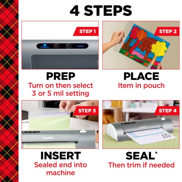 Scotch Thermal Laminating Sheets, Ideal Office or School Supplies, 9" x 11.5", 5-Mil Thick, 100 Laminating Pouches