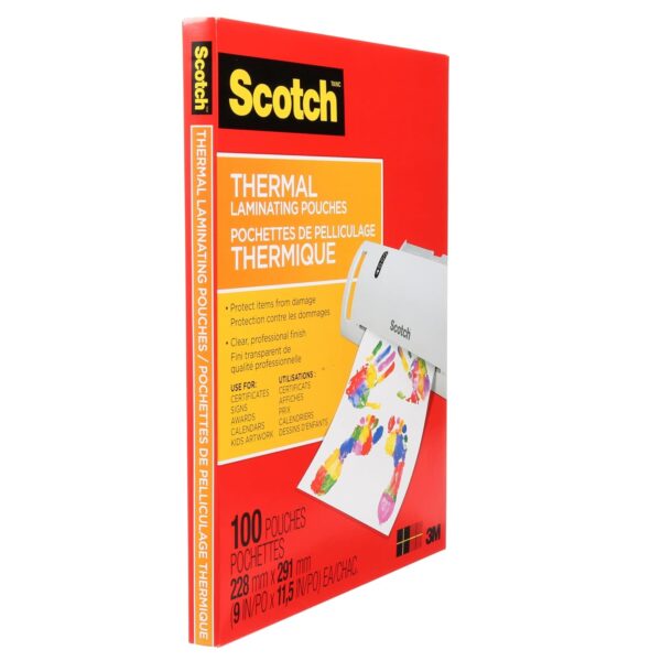 Scotch Thermal Laminating Sheets, Ideal Office or School Supplies, 9" x 11.5", 5-Mil Thick, 100 Laminating Pouches