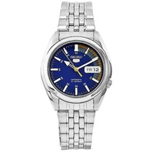 seiko 5 automatic blue dial silver stainless steel men's watch snk371k1