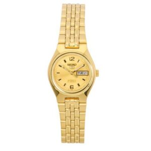 Seiko 5 Gold Tone Stainless Steel Gold Dial Automatic SYMK36K1 Women's Watch