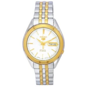 Seiko 5 Two Tone Stainless Steel White Dial Automatic SNKL24J1 Men's Watch