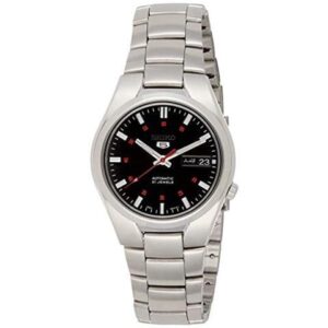 seiko men's 5' japanese automatic stainless steel casual watch, color: black dial (model: snk617)