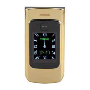 Senior Flip Cell Phone, Dual Card Dual Standby Elderly Cell Phone 2G with 4800mAh Battery for Call (Gold)