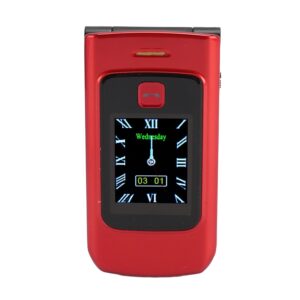 Senior Flip Cell Phone, Dual Card Dual Standby Elderly Cell Phone 2G with 4800mAh Battery for Call (Red)