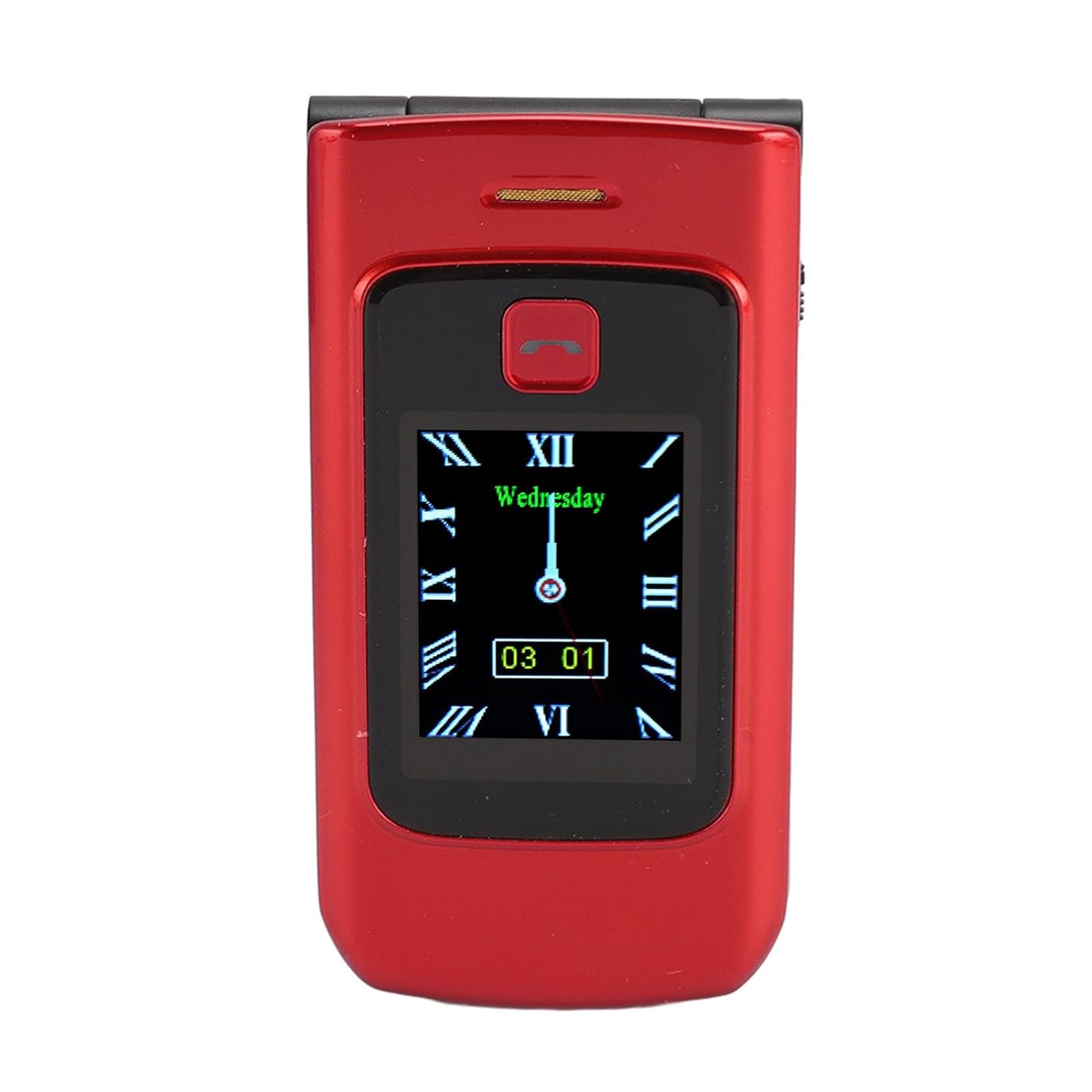 Senior Flip Cell Phone, Dual Card Dual Standby Elderly Cell Phone 2G with 4800mAh Battery for Call (Red)
