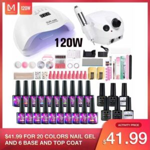 Set 120W UV LED Lamp For s Dryer 25000RPM drill Machine 26pcs Gel Polish Set Kit Soak Off Gel Varnish Kit
