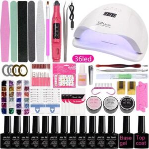 Set Gel Varnish Soak Off Nail Gel Polish Kit Acrylic Nail Kit with UV LED Lamp Dryer 12/24pcs Colors Art Nail Tools