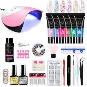Set Poly gel Quick Building Gel Clear Soak Off Gel Nail Polish Set With UV LED Lamp Poly Gel Nail Kit Professional Set