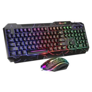 SHIPADOO D620 104-key Wired RGB Color Cracked Backlight Gaming Keyboard Mouse Kit for Laptop, PC - OEM