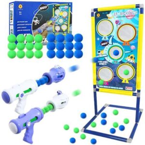 Shooting Game Toy Set for Age 6, 7, 8,9,10+ Years Old Kids Boys - 2pk Foam Ball Popper Air Guns & Shooting Target & 24 Foam Balls Toys for Kids Boy