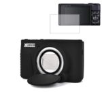 Silicone Case for SX740, with LCD Tempered Films, Silicone Cover Protective Case Compatible with Canon Digital Camera,Soft Camera Case with Detachable Lens Cover (Black)