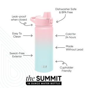 Simple Modern 18 fl oz Insulated Stainless Steel Summit Water Bottle with Covered Silicone Straw Lid | Sweet Taffy