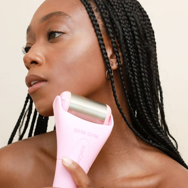 Skin Gym IceCool Ice Roller for De-puffing and Soothing Skin, Stainless Steel Barrel Roller Cryo-Therapy for Face, Neck, and Décolletage