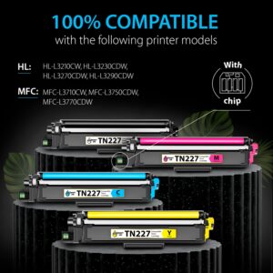Smart Ink Compatible TN227 High Yield Toner Cartridge 4 Pack ( BK/C/M/Y ) Replacement for Brother TN-227 TN-223 TN223bk TN227bk to use with MFC-L3770CDW HL-L3290CDW HL-L3270CDW...