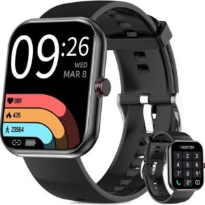 Smart Watch(Answer/Make Calls), 1.91" HD Touch Screen Fitness Watch with Blood Oxygen Heart Rate Sleep Monitor, 100+ Sports Modes, IP68 Waterproof