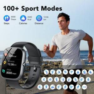 Smart Watch Fits for Android and iPhone, IP68 Waterproof Smartwatch for Women Men 100+ Sports Modes 1.91-inch Fitness Tracker, Smart Watch with Bluetooth Call(Answer/Make...