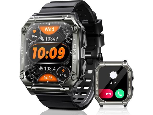 Smart Watch-Military Smart Watches for Men, 1.95'' Military Watch with Bluetooth Call IP68 Waterproof Smart Watches Rugged Outdoor Men's Watch for