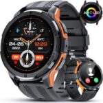 Smart Watches for Men, 1.43" HD Touch Screen Military Smart Watches for Men, 5ATM Waterproof Smart Watch for Android iOS, 123 Sports Modes Fitness