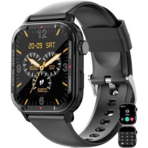 Smart Watches for Men - 1.85" Fitness Tracker with Rugged Bumper (Answer/Make Call) Smartwatch for Android Phones iPhone Outdoor Sports Watches Heart