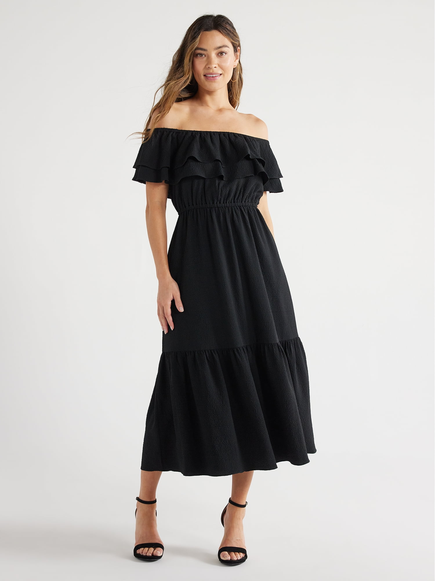 Sofia by Sofia Vergara Women's Ruffle Off Shoulder Maxi Dress, Above Ankle Length, Sizes XS-XXXL