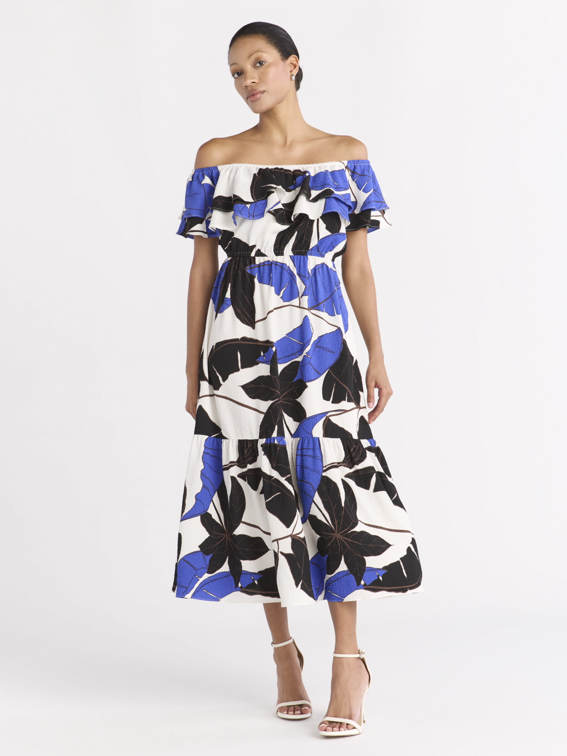 Sofia by Sofia Vergara Women's Ruffle Off Shoulder Maxi Dress, Above Ankle Length, Sizes XS-XXXL