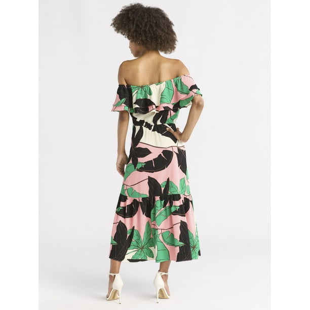 Sofia by Sofia Vergara Women's Ruffle Off Shoulder Maxi Dress, Above Ankle Length, Sizes XS-XXXL