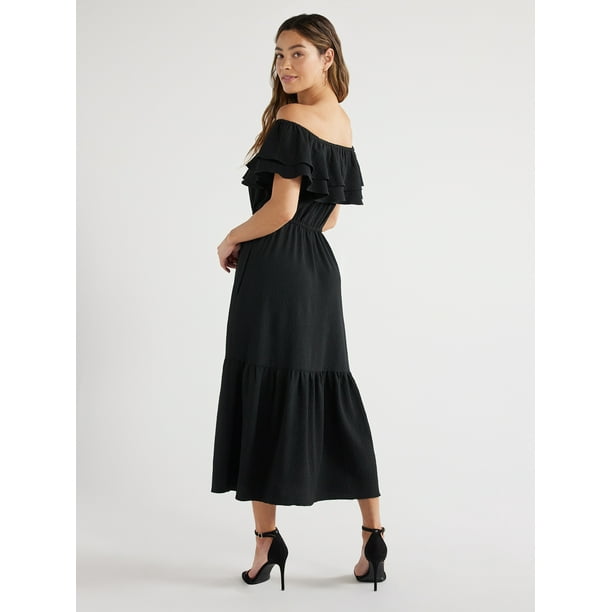 Sofia by Sofia Vergara Women's Ruffle Off Shoulder Maxi Dress, Above Ankle Length, Sizes XS-XXXL